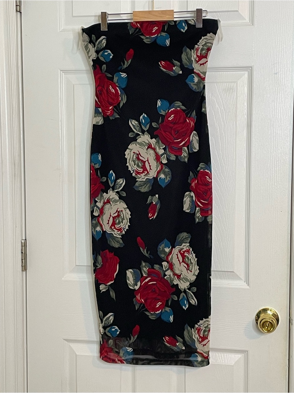 Seductions by Sirens Vintage Y2K Floral Strapless Bodycon Mesh Midi Dress M/L